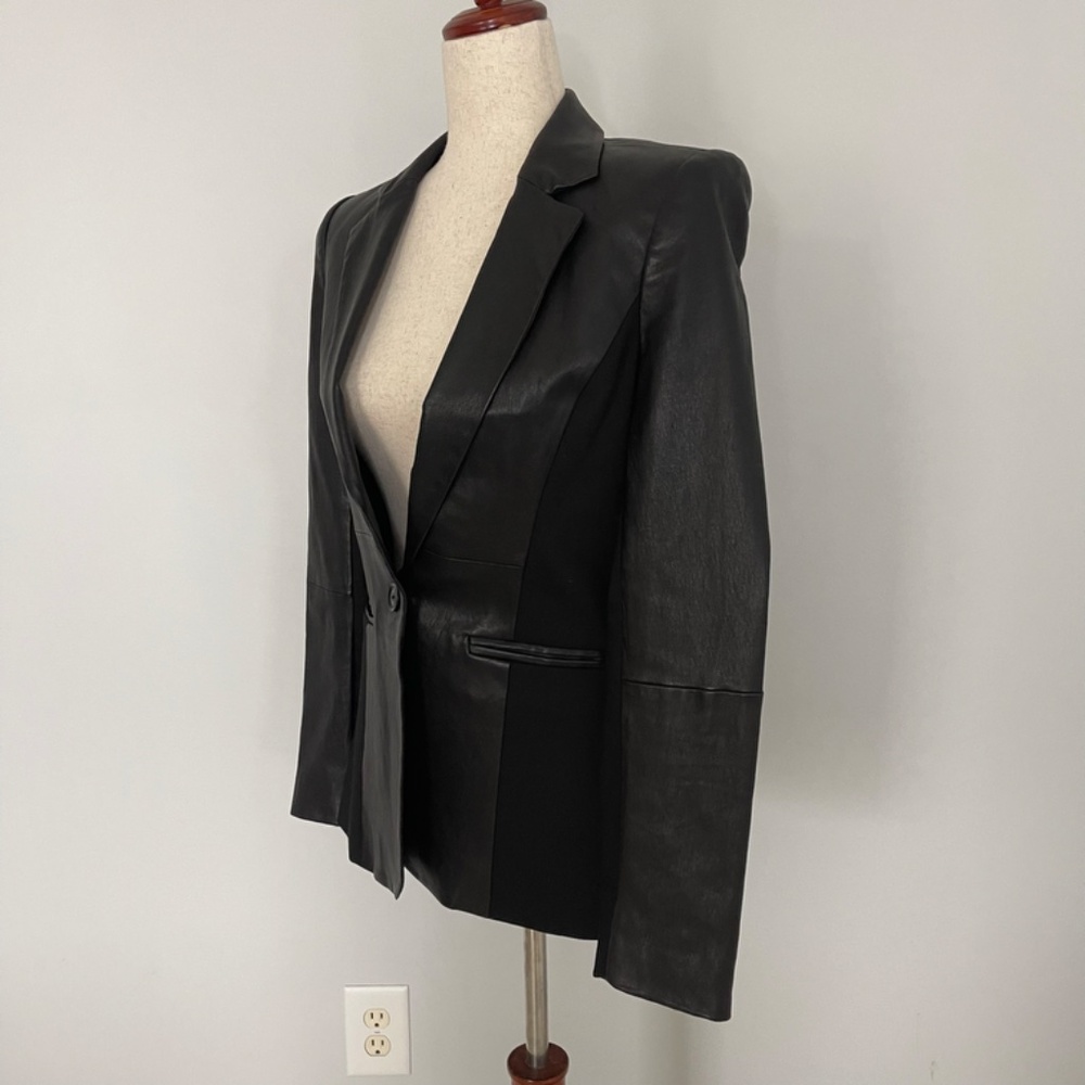 Alice + Olivia Black Leather Blazer - Size S - Picture 2 of 10